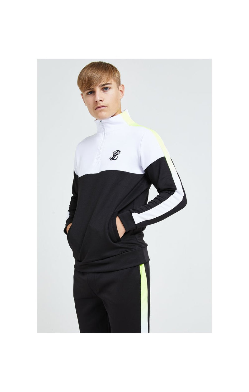 Illusive London Fade Funnel Neck Hoodie - Black,White & Neon Yellow