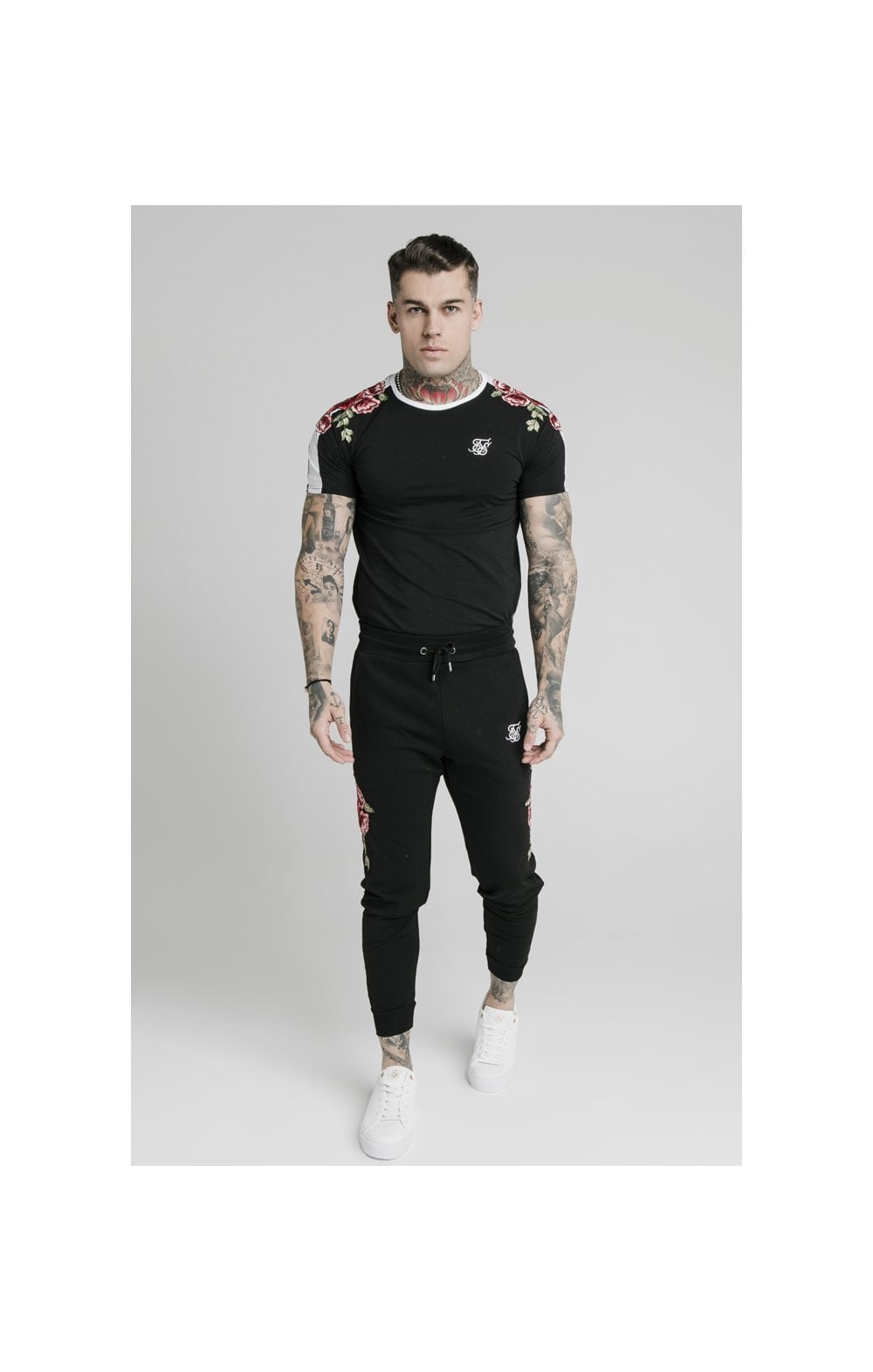 SikSilk Applique Panelled Fitted Joggers - Black (2)