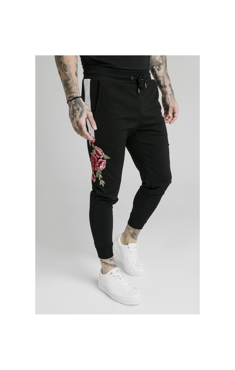 SikSilk Applique Panelled Fitted Joggers - Black (3)