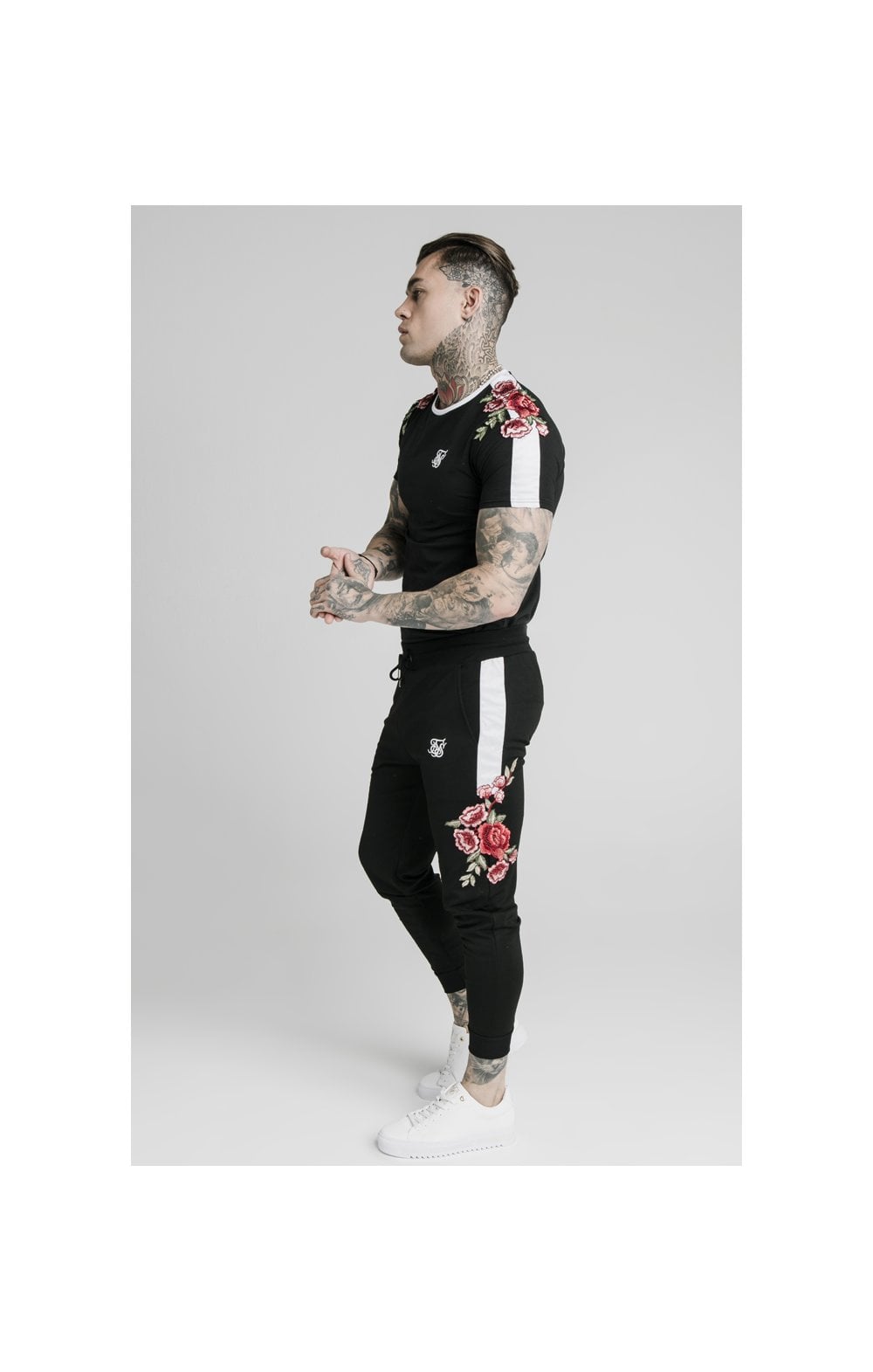 SikSilk Applique Panelled Fitted Joggers - Black (4)