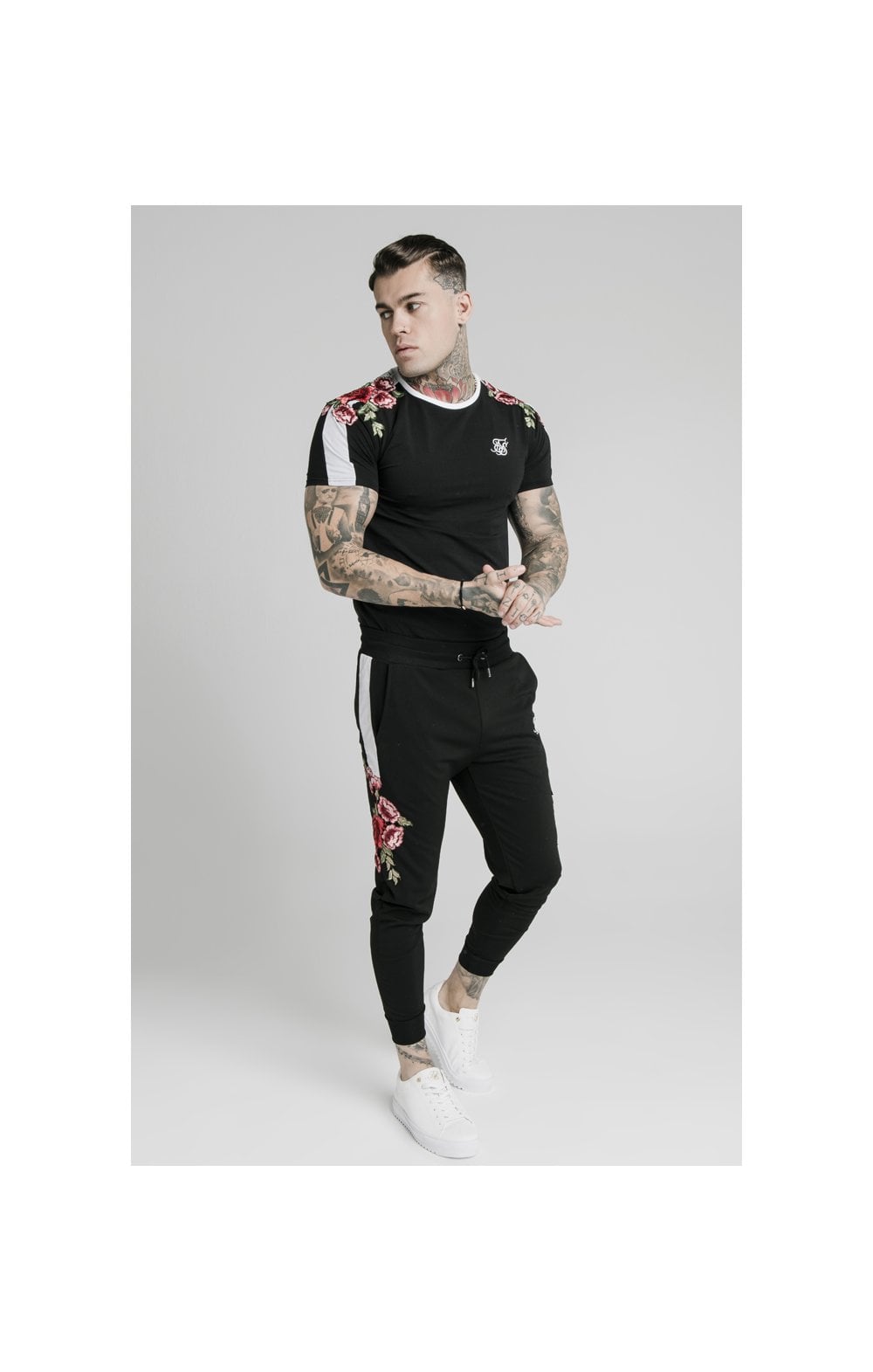 SikSilk Applique Panelled Fitted Joggers - Black (6)