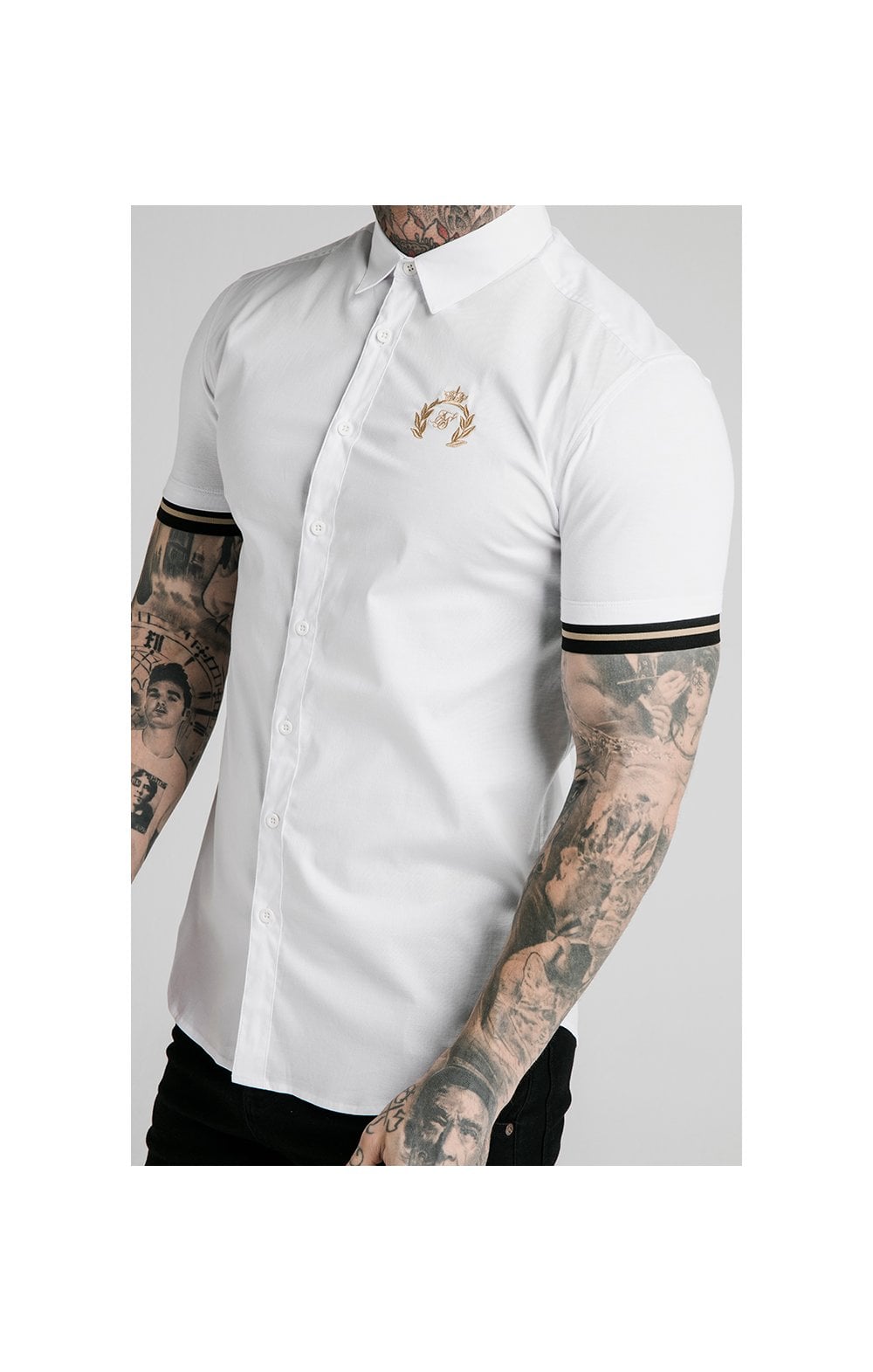 Load image into Gallery viewer, SikSilk S/S Prestige Inset Cuff Shirt - White