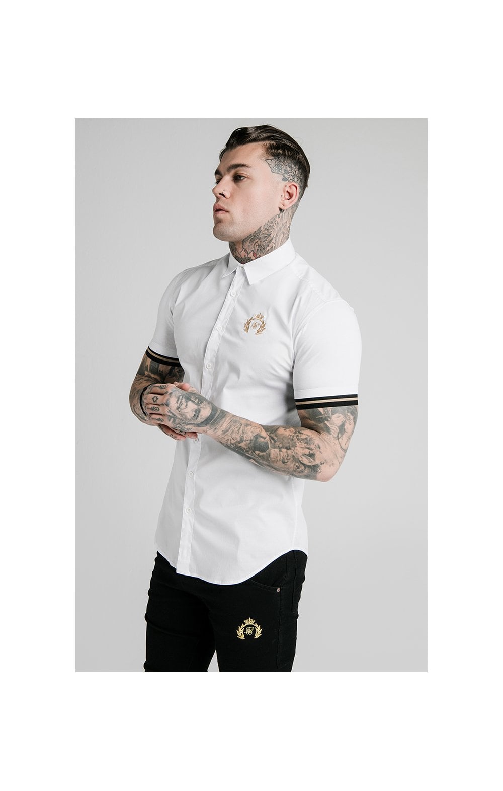 SikSilk S/S Prestige Inset Cuff Shirt - White (1)