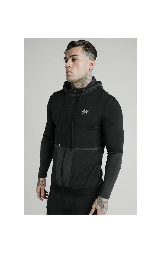 SikSilk Advanced Tech Zip Through Hoodie - Black