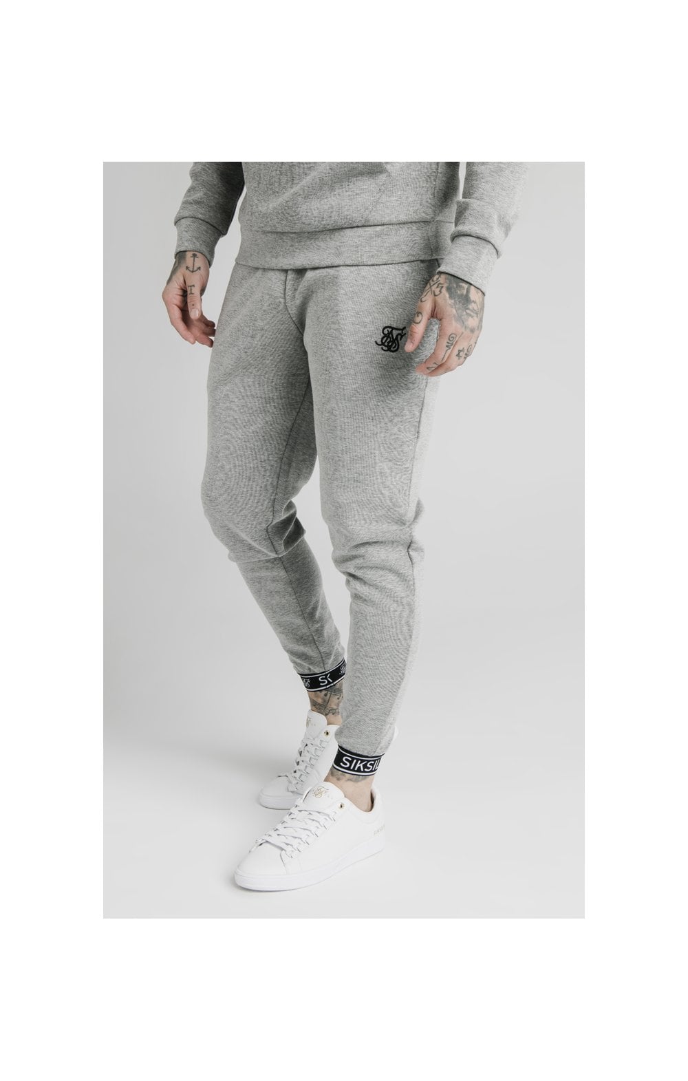 SikSilk Elastic Cuff Jogger - Grey Marl (2)