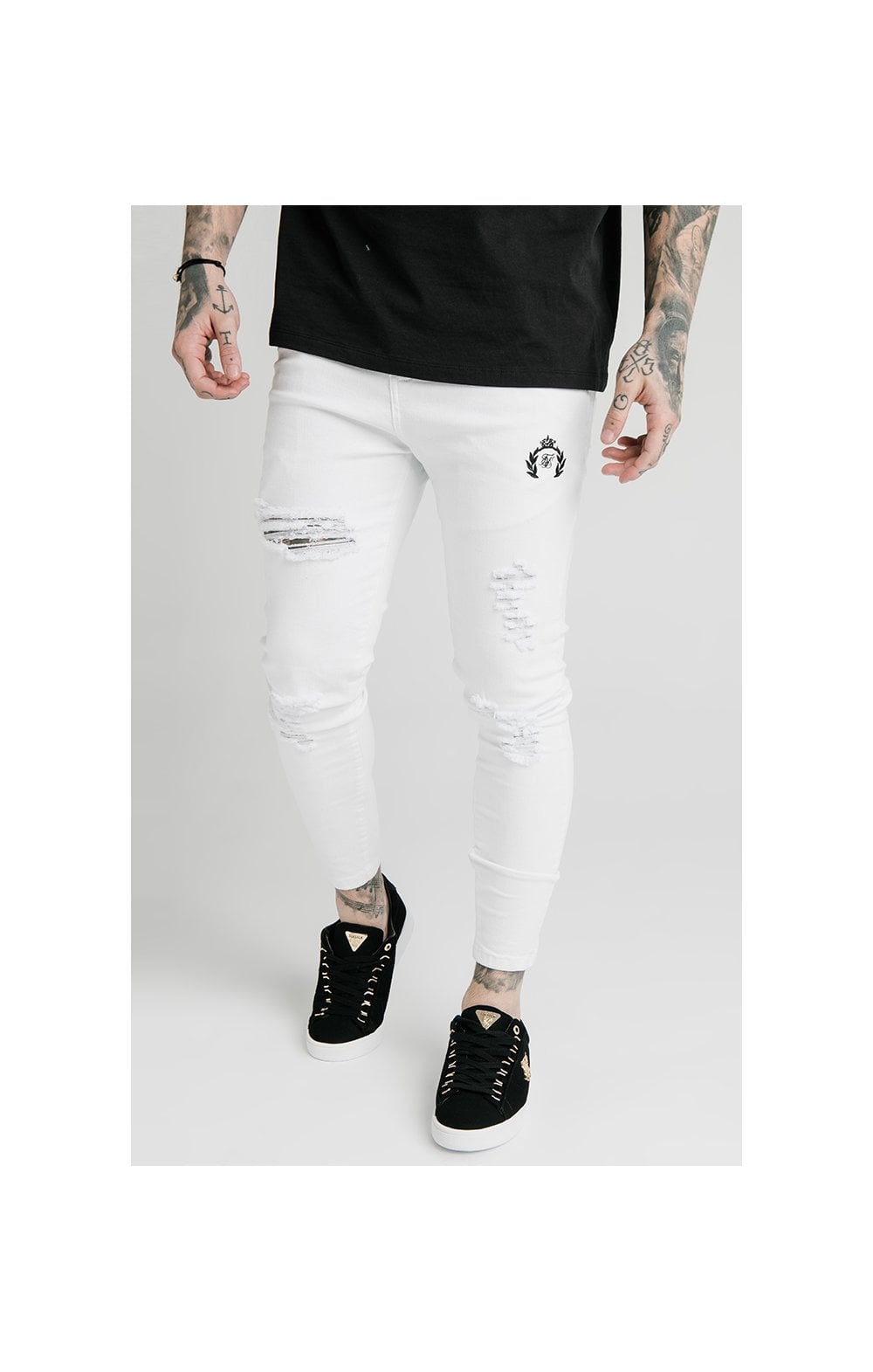 SikSilk Distressed Prestige Skinny Denims - White