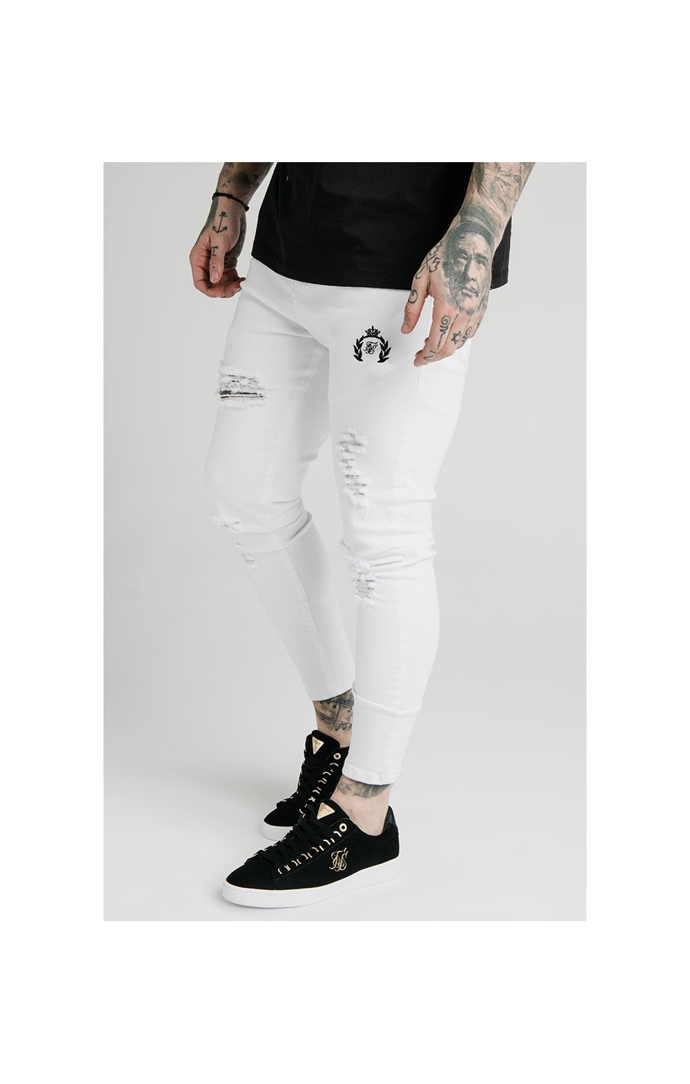 SikSilk Distressed Prestige Skinny Denims - White (1)