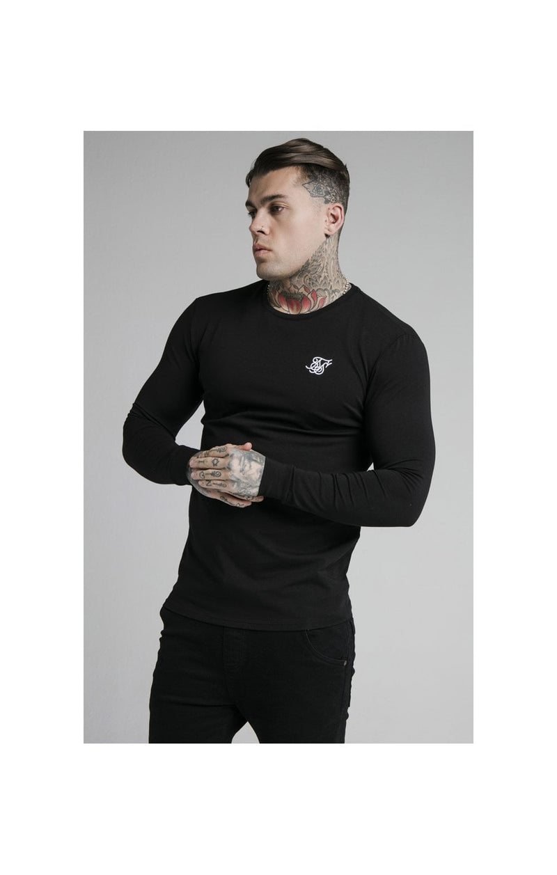 Black Essential Long Sleeve Muscle Fit T-Shirt