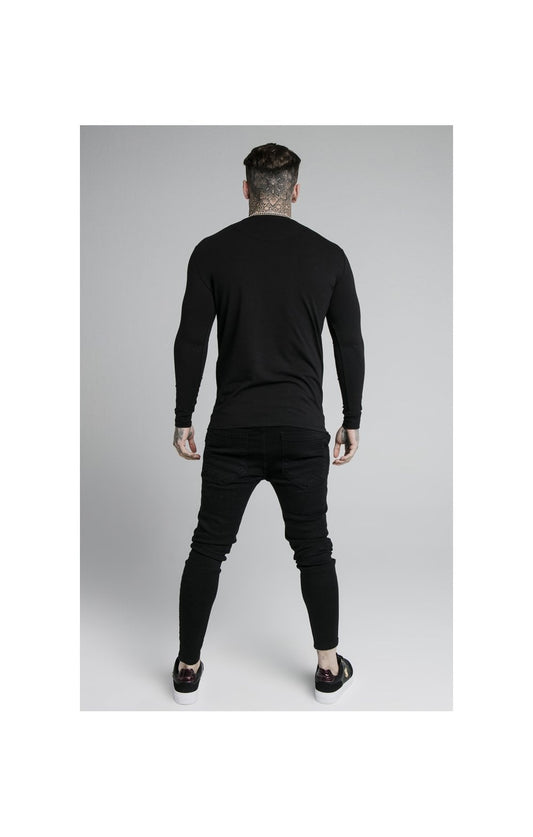 Black Essential Long Sleeve Muscle Fit T-Shirt