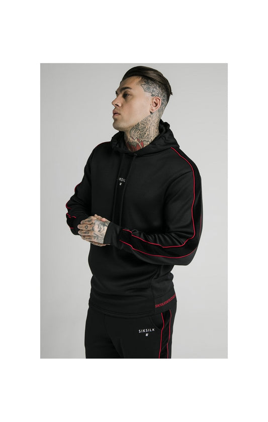 SikSilk Imperial Quarter Zip Hoodie - Black & Red