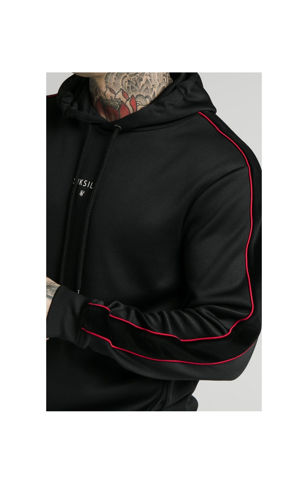 Load image into Gallery viewer, SikSilk Imperial Quarter Zip Hoodie - Black &amp; Red (1)