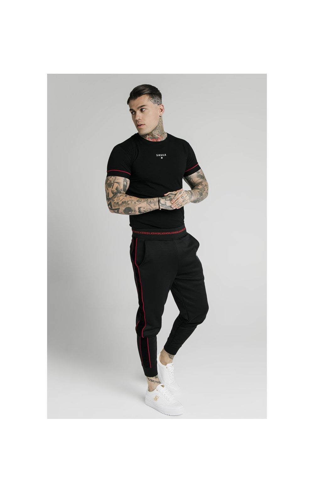SikSilk Imperial Straight Tech Tee - Black & Red (3)