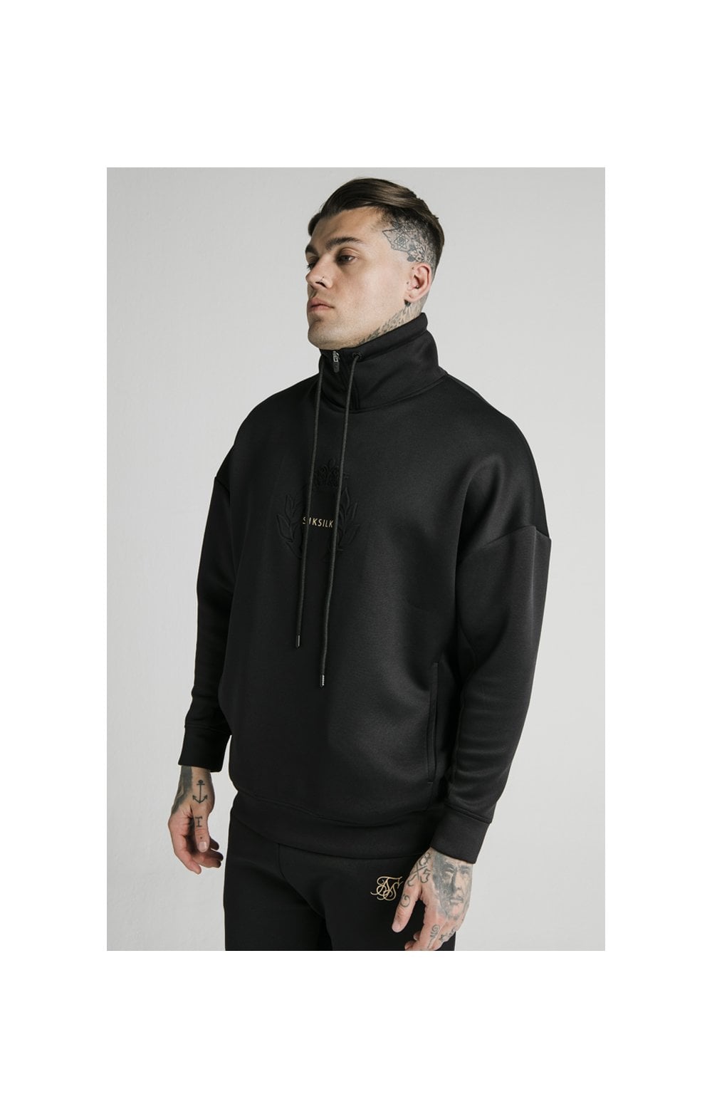 Load image into Gallery viewer, SikSilk Element Quarter Zip Hoodie – Black &amp; Gold