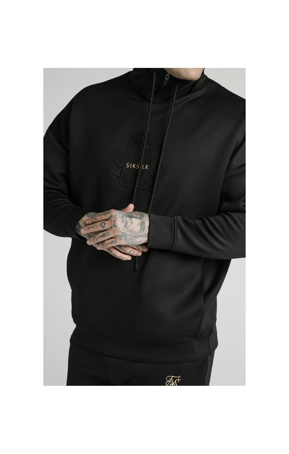 Load image into Gallery viewer, SikSilk Element Quarter Zip Hoodie – Black &amp; Gold (3)