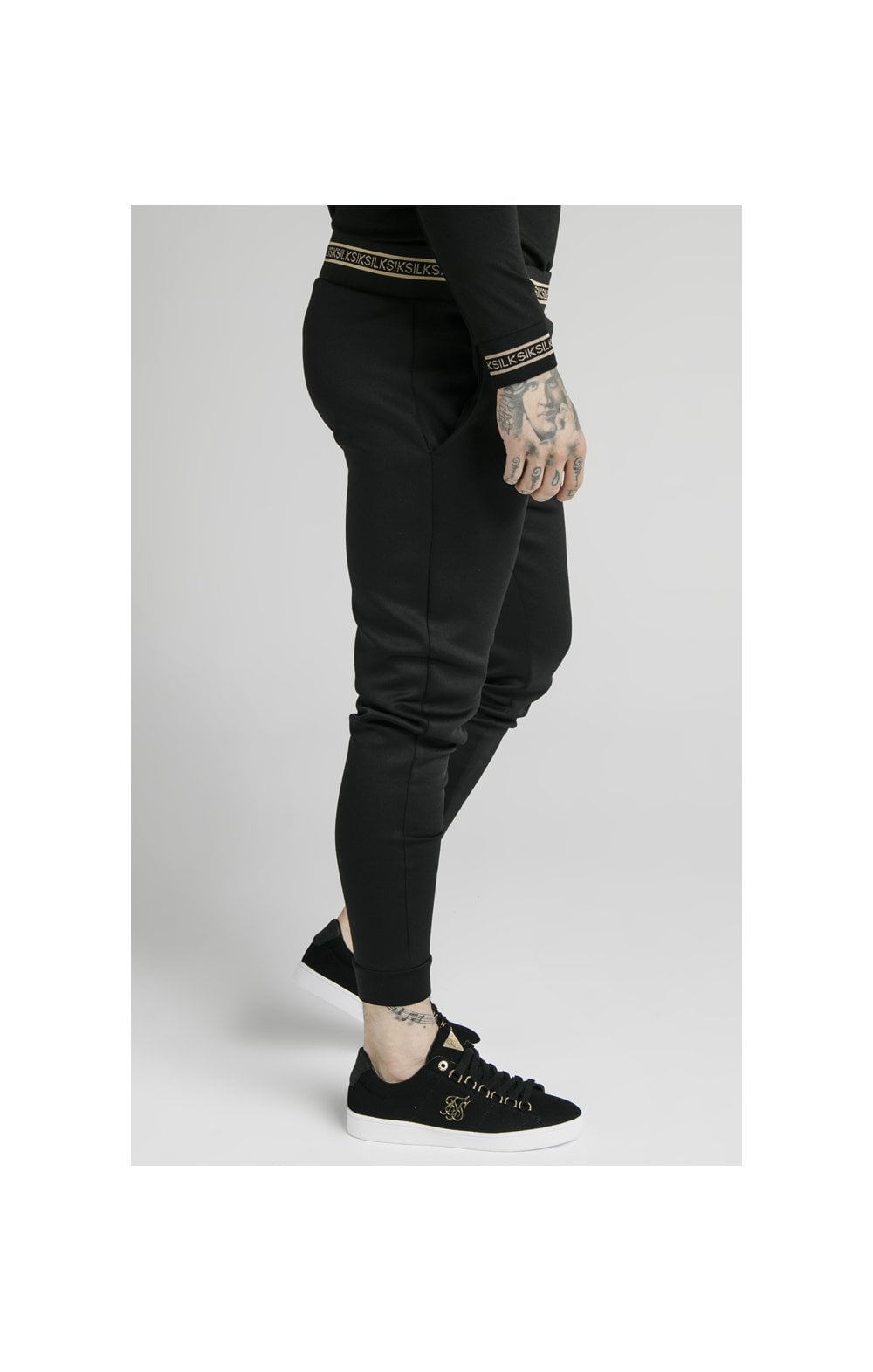 SikSilk Element Muscle Fit Cuff Joggers - Black & Gold (2)