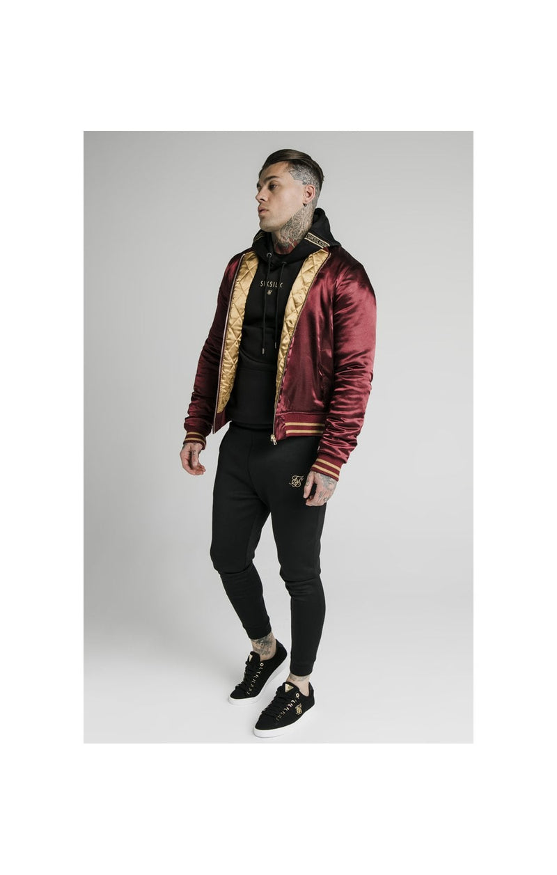 SIKSILK Bomber Jacket In Burgundy Faux Suede in Red for Men