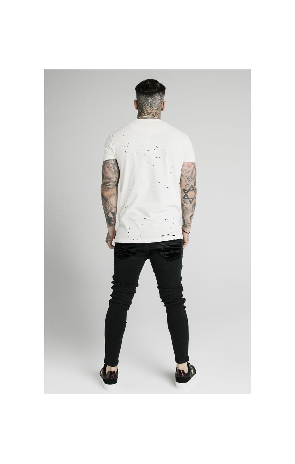 SikSilk S/S Distressed Box Tee - Off White (5)