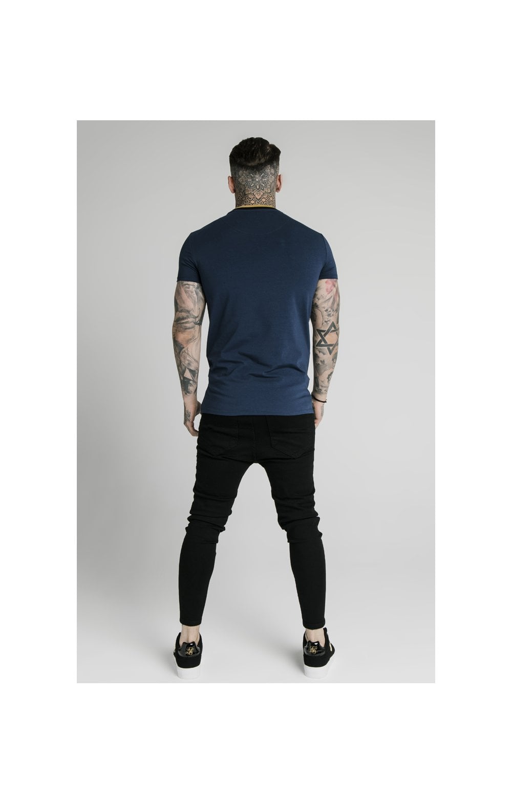 Load image into Gallery viewer, SikSilk Straight Hem Gym Tee - Navy, Gold &amp; Black (5)