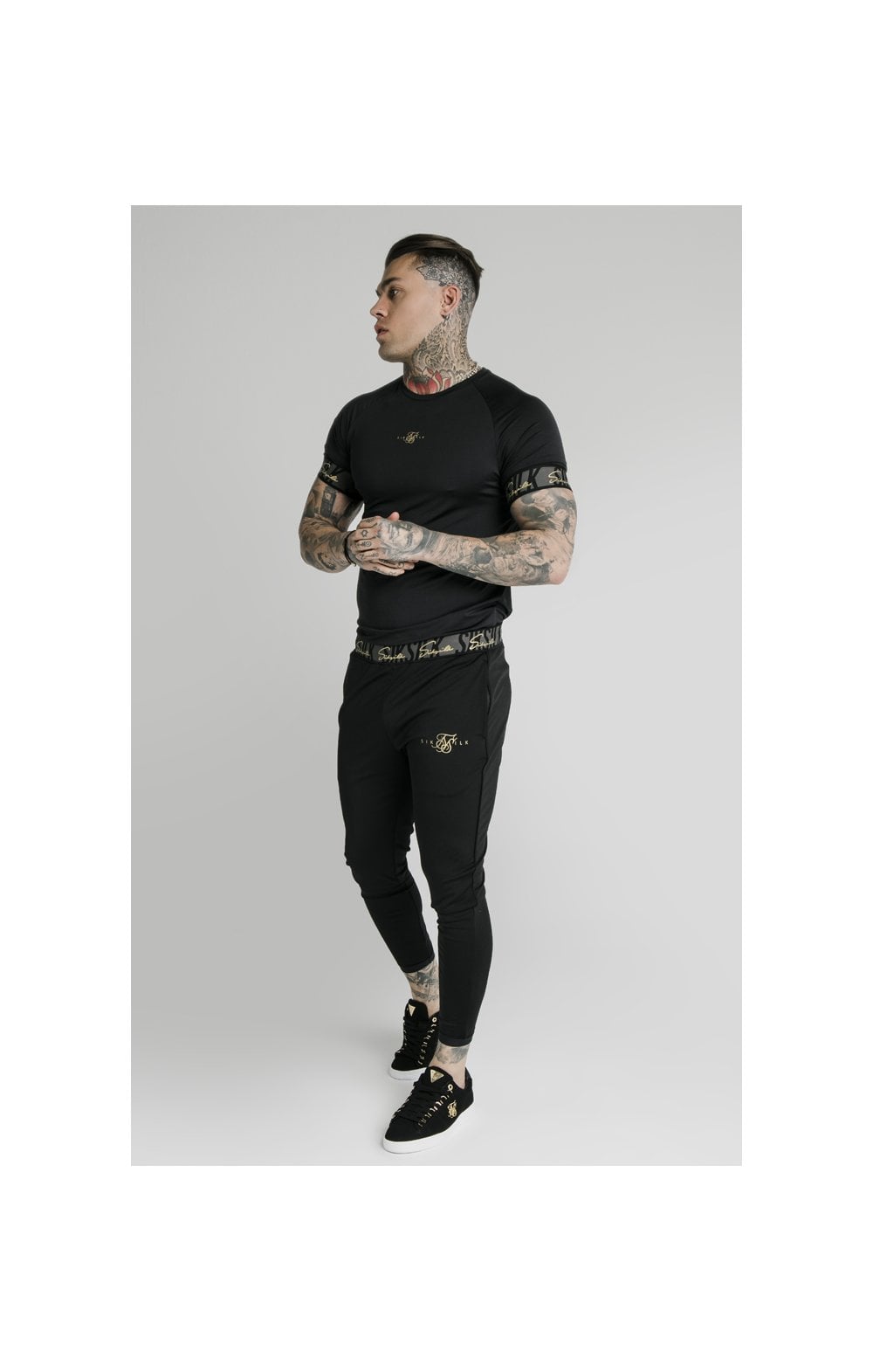 Load image into Gallery viewer, SikSilk S/S Scope Tape Tech Tee – Black (3)
