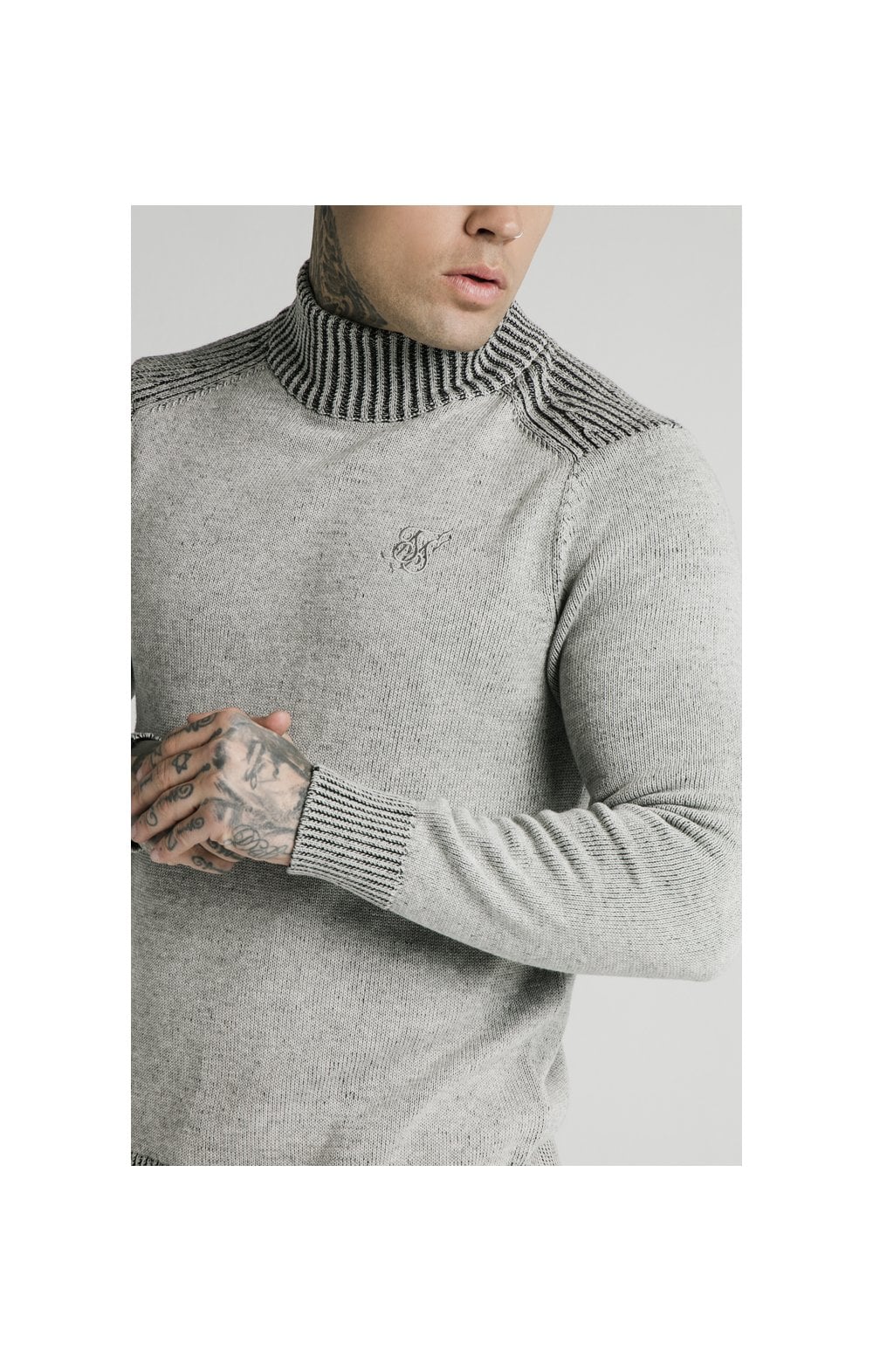 SikSilk Rib Turtle Neck - Light Grey (1)