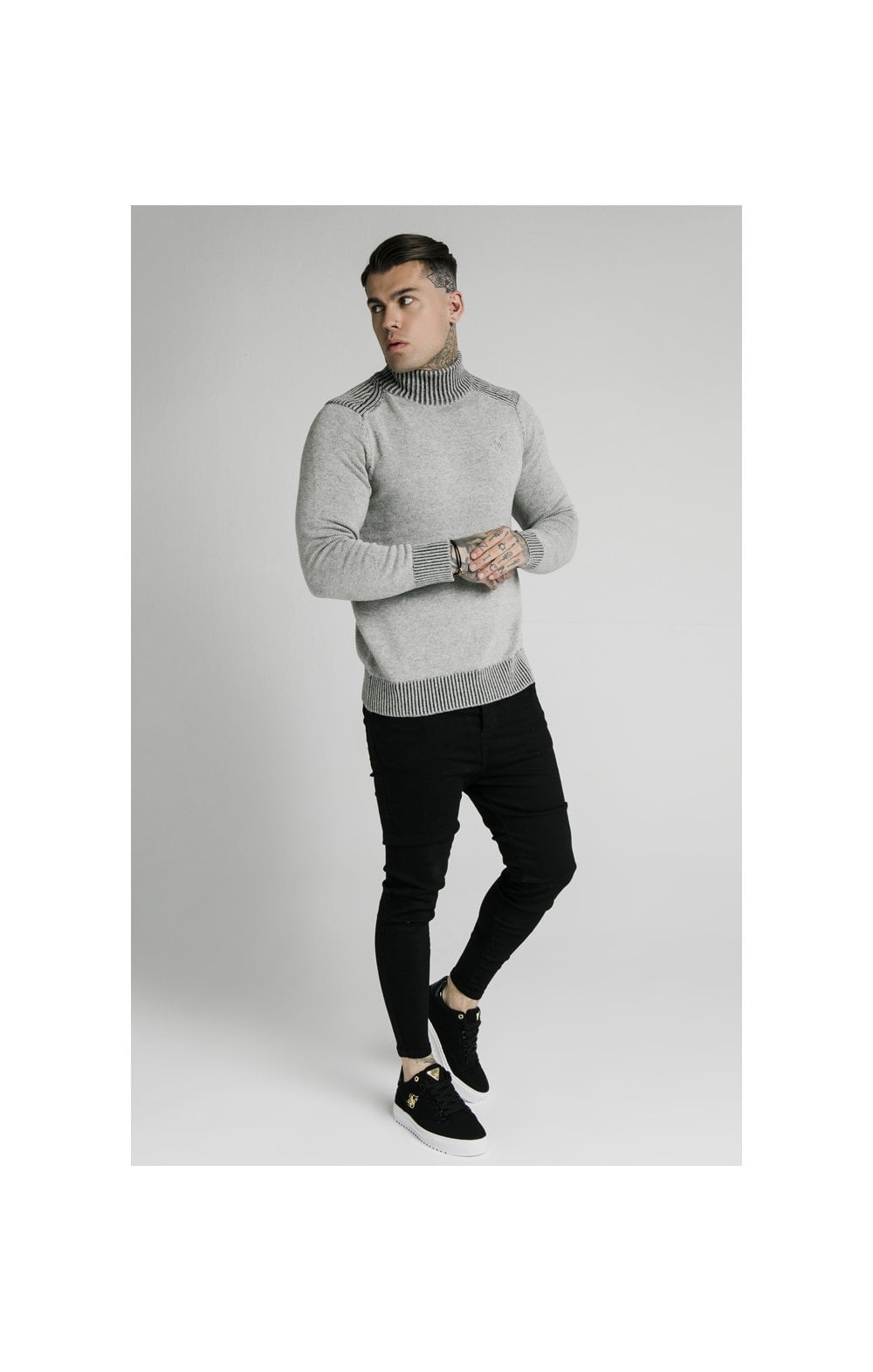 SikSilk Rib Turtle Neck - Light Grey (2)