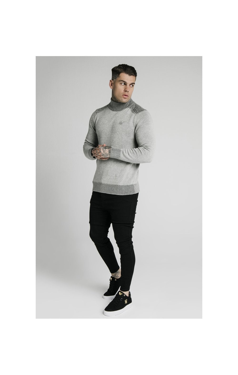 SikSilk Rib Turtle Neck - Light Grey (3)