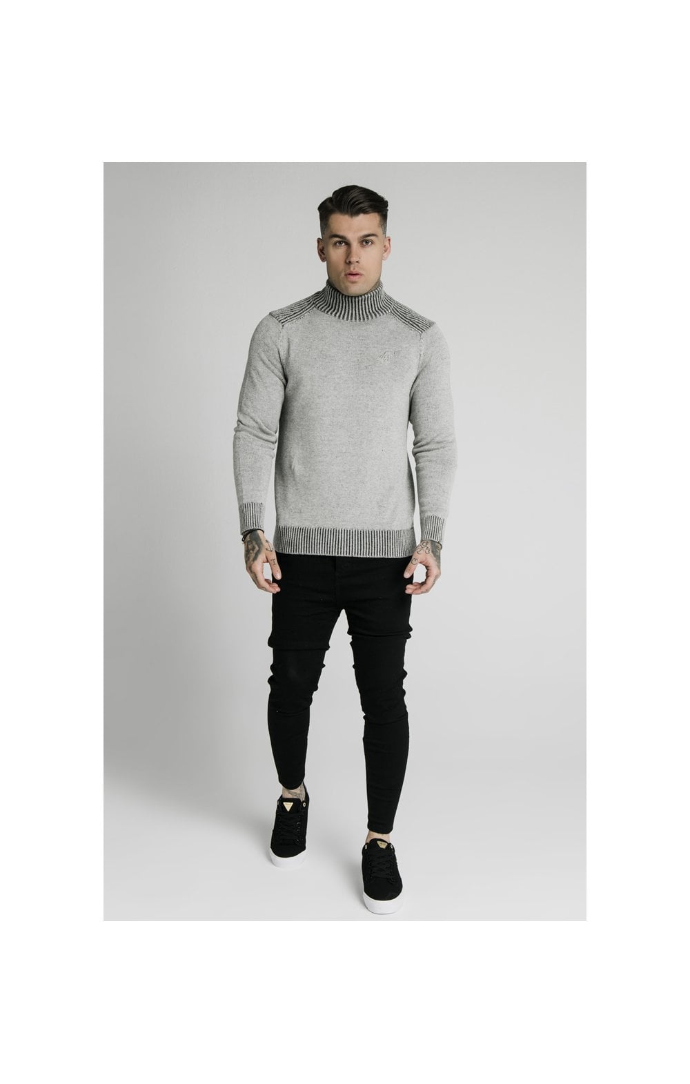 SikSilk Rib Turtle Neck - Light Grey (4)