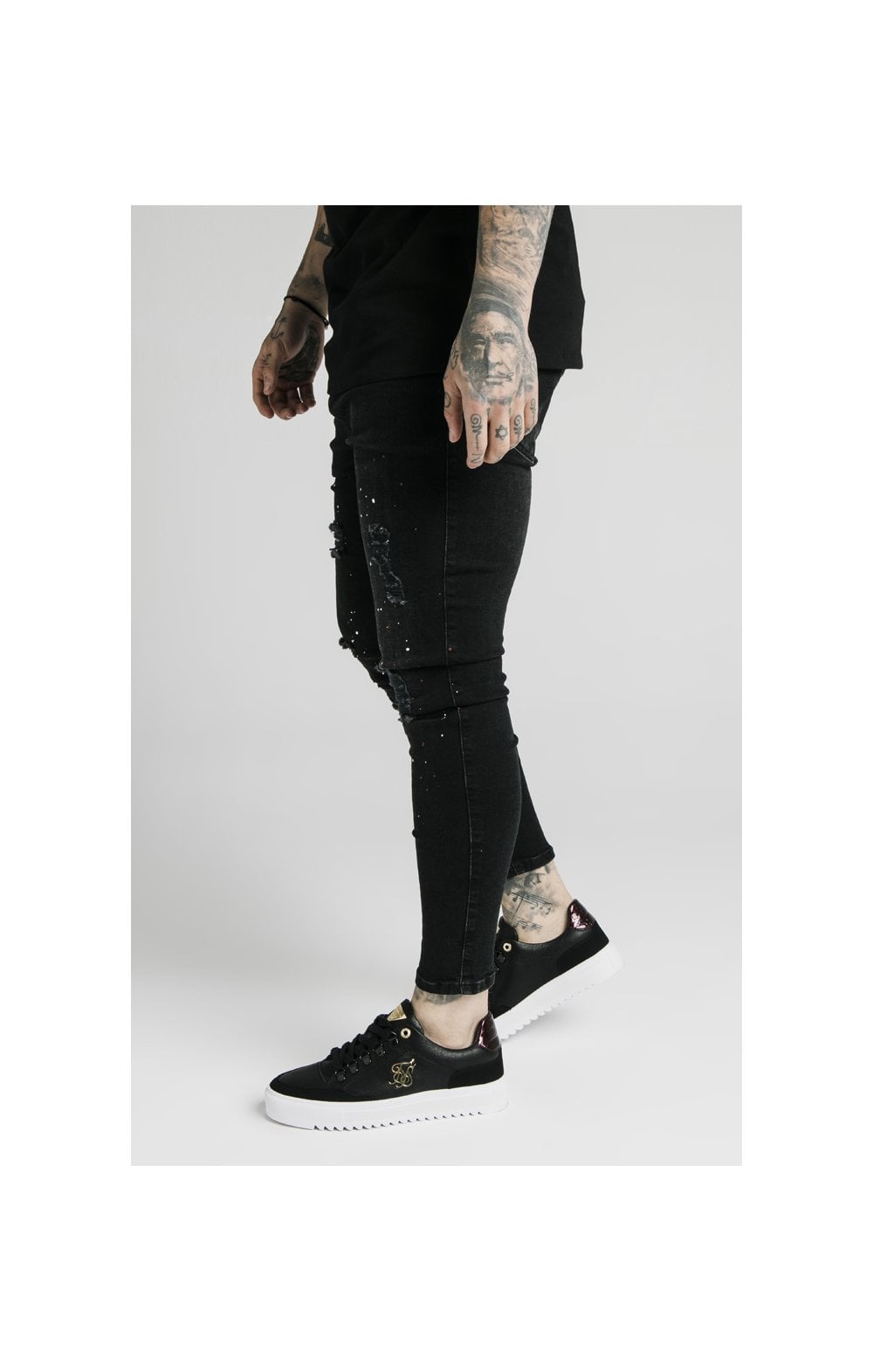 SikSilk Skinny Distressed Riot Jeans – Black (1)