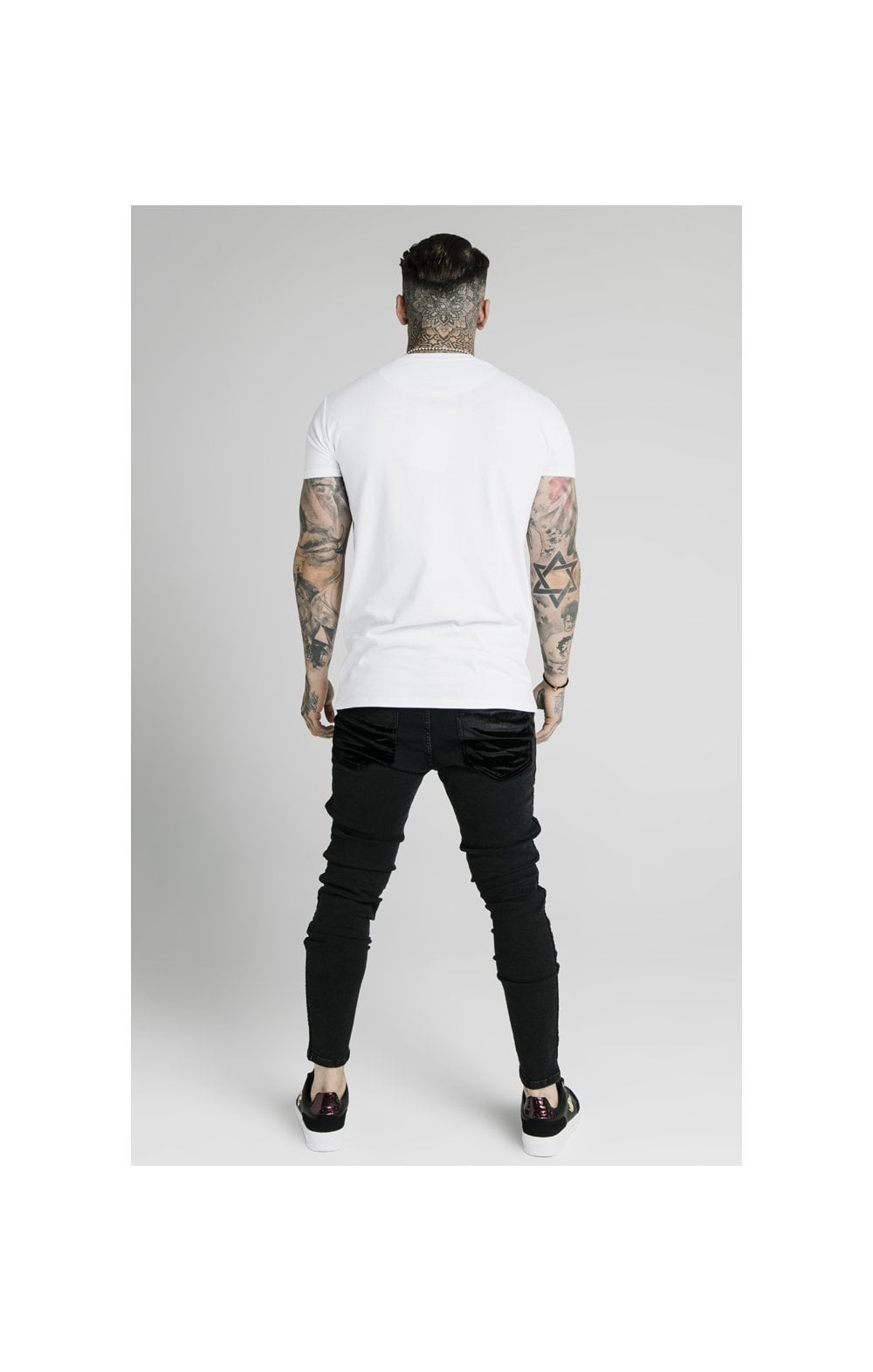 SikSilk Skinny Velour Stripe Jeans – Black (6)