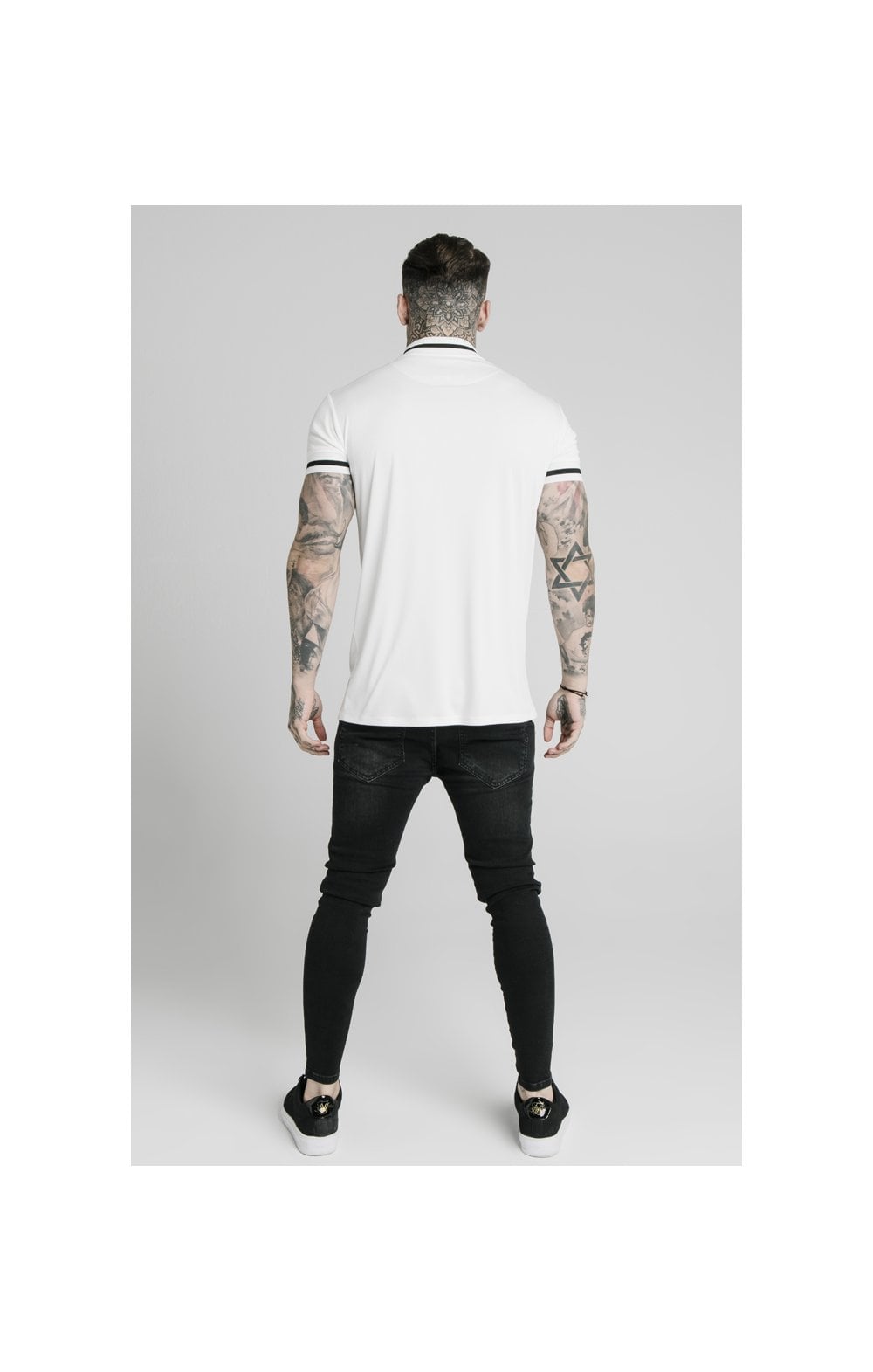 SikSilk S/S Poly Rib Collar Tee - Off White (4)