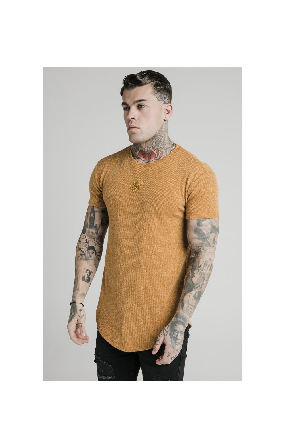 SikSilk Rib Knit Gym Tee - Yellow