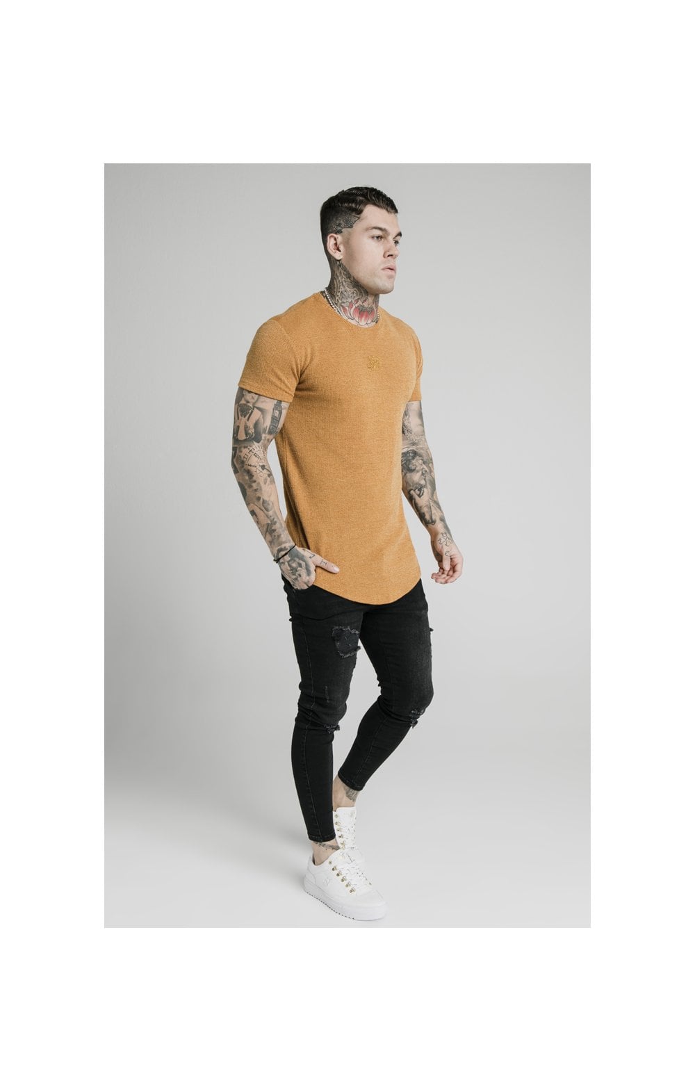 SikSilk Rib Knit Gym Tee - Yellow (4)