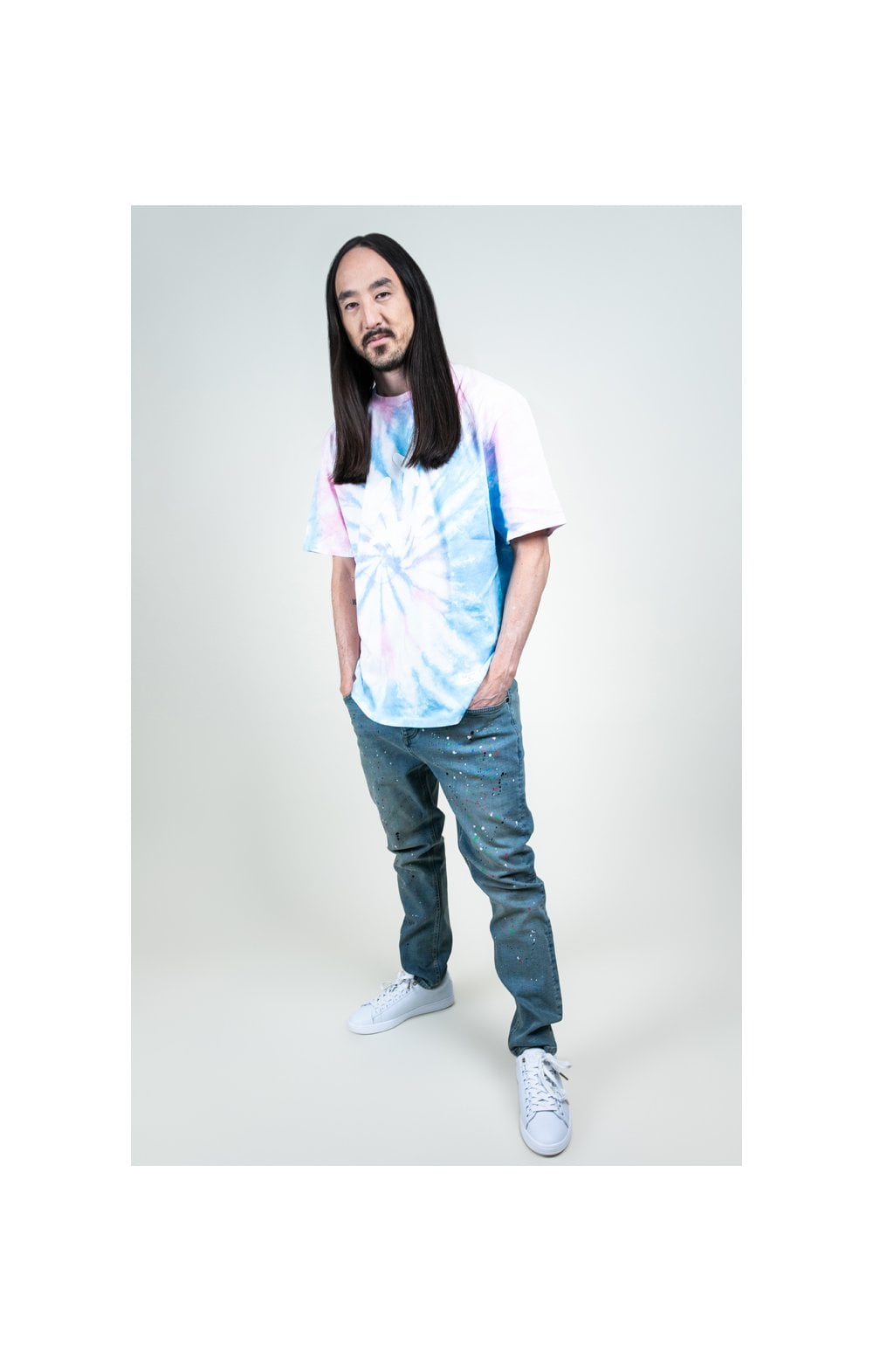 Load image into Gallery viewer, SikSilk X Steve Aoki S/S Oversize Essential Tee - Baby Pink &amp; Blue Tie Dye (7)