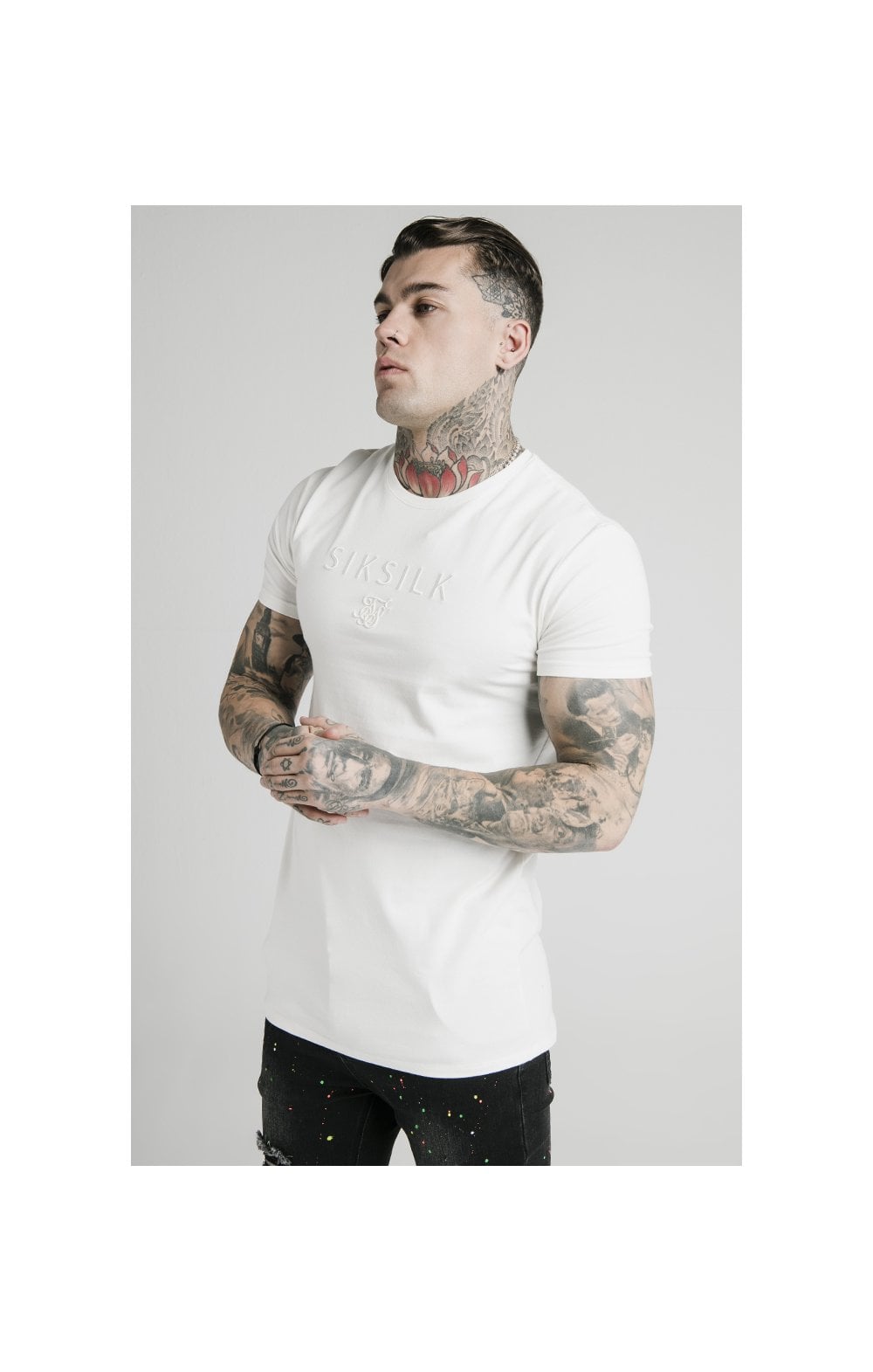 SikSilk S/S Astro Gym Tee - Off White