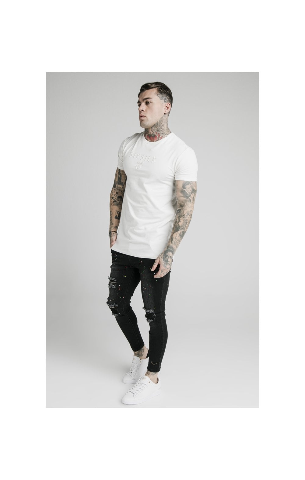 SikSilk S/S Astro Gym Tee - Off White (2)