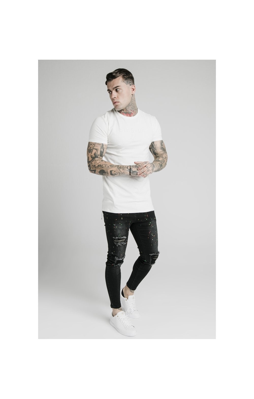 SikSilk S/S Astro Gym Tee - Off White (3)