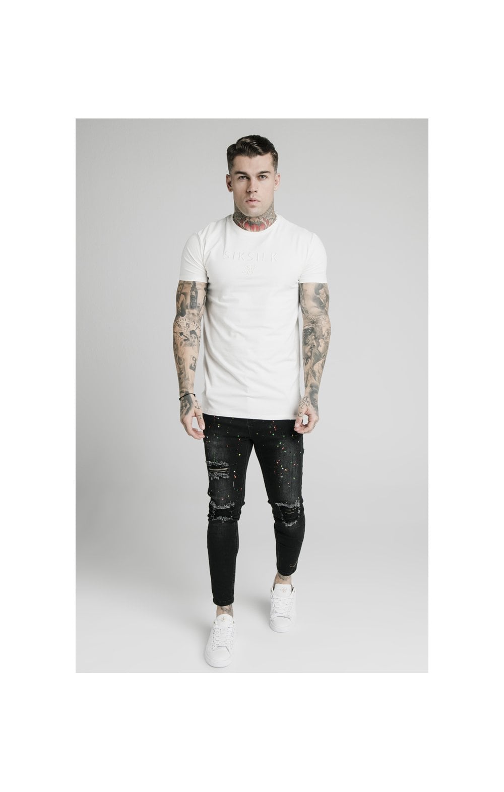 SikSilk S/S Astro Gym Tee - Off White (4)