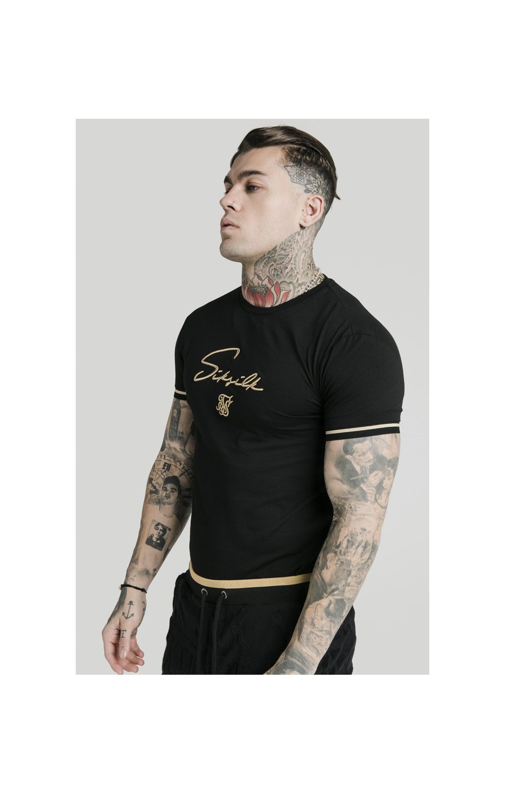 Load image into Gallery viewer, SikSilk Signature Tee - Black &amp; Gold