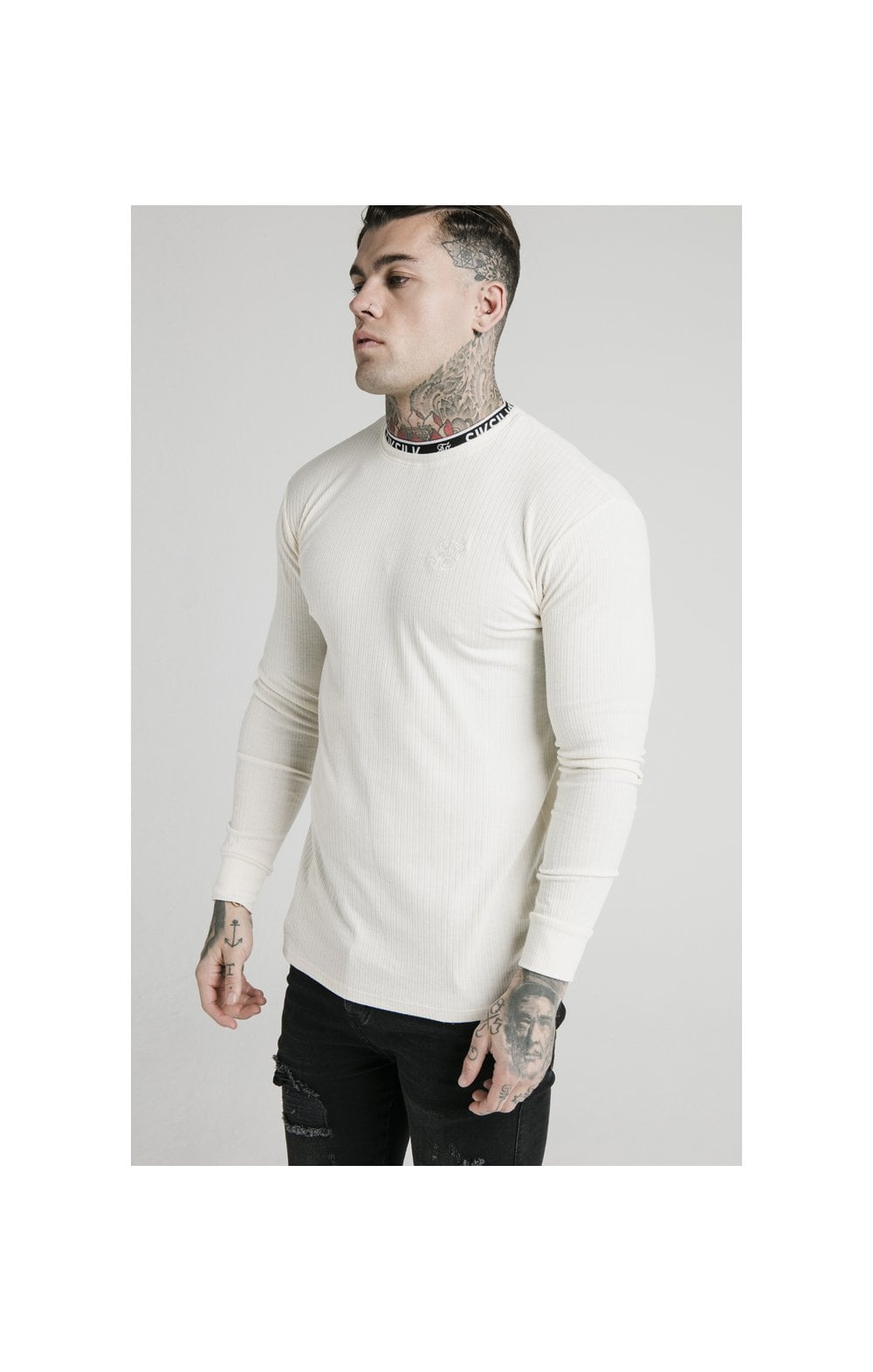 Load image into Gallery viewer, SikSilk L/S Rib Knit Tee - Off White