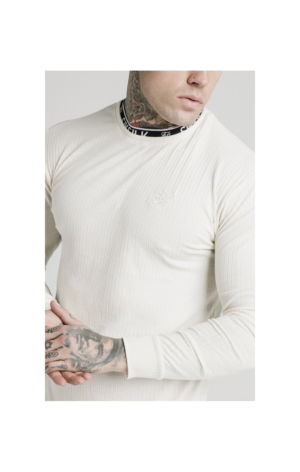 Load image into Gallery viewer, SikSilk L/S Rib Knit Tee - Off White (1)