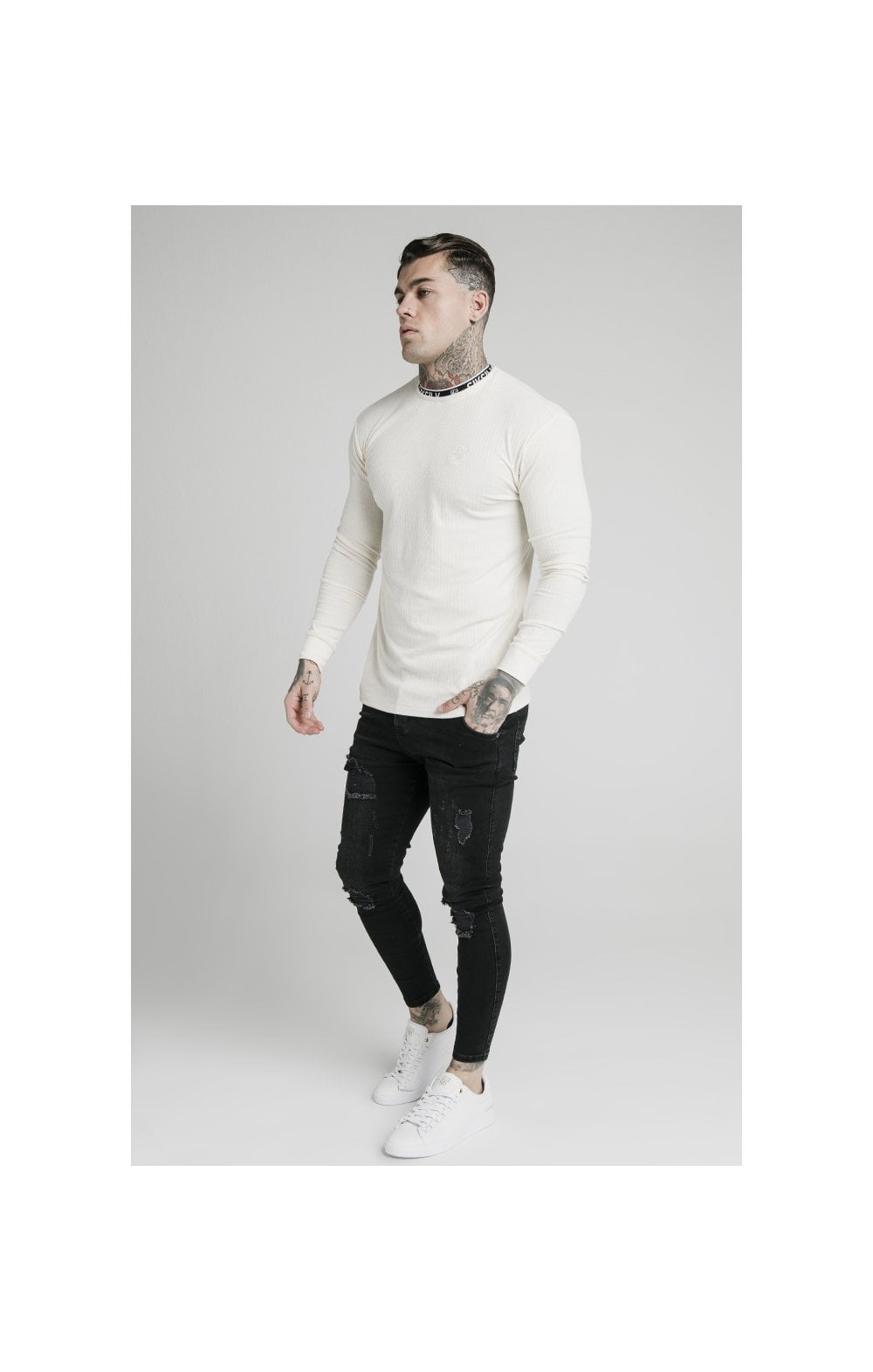 Load image into Gallery viewer, SikSilk L/S Rib Knit Tee - Off White (2)