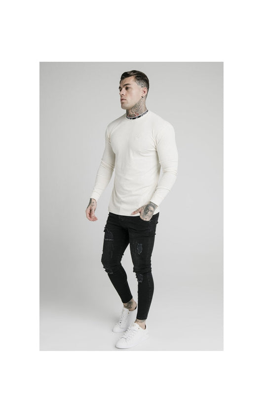 SikSilk L/S Rib Knit Tee - Off White