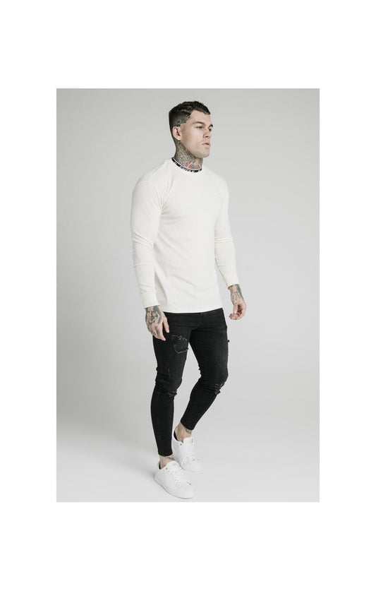 SikSilk L/S Rib Knit Tee - Off White