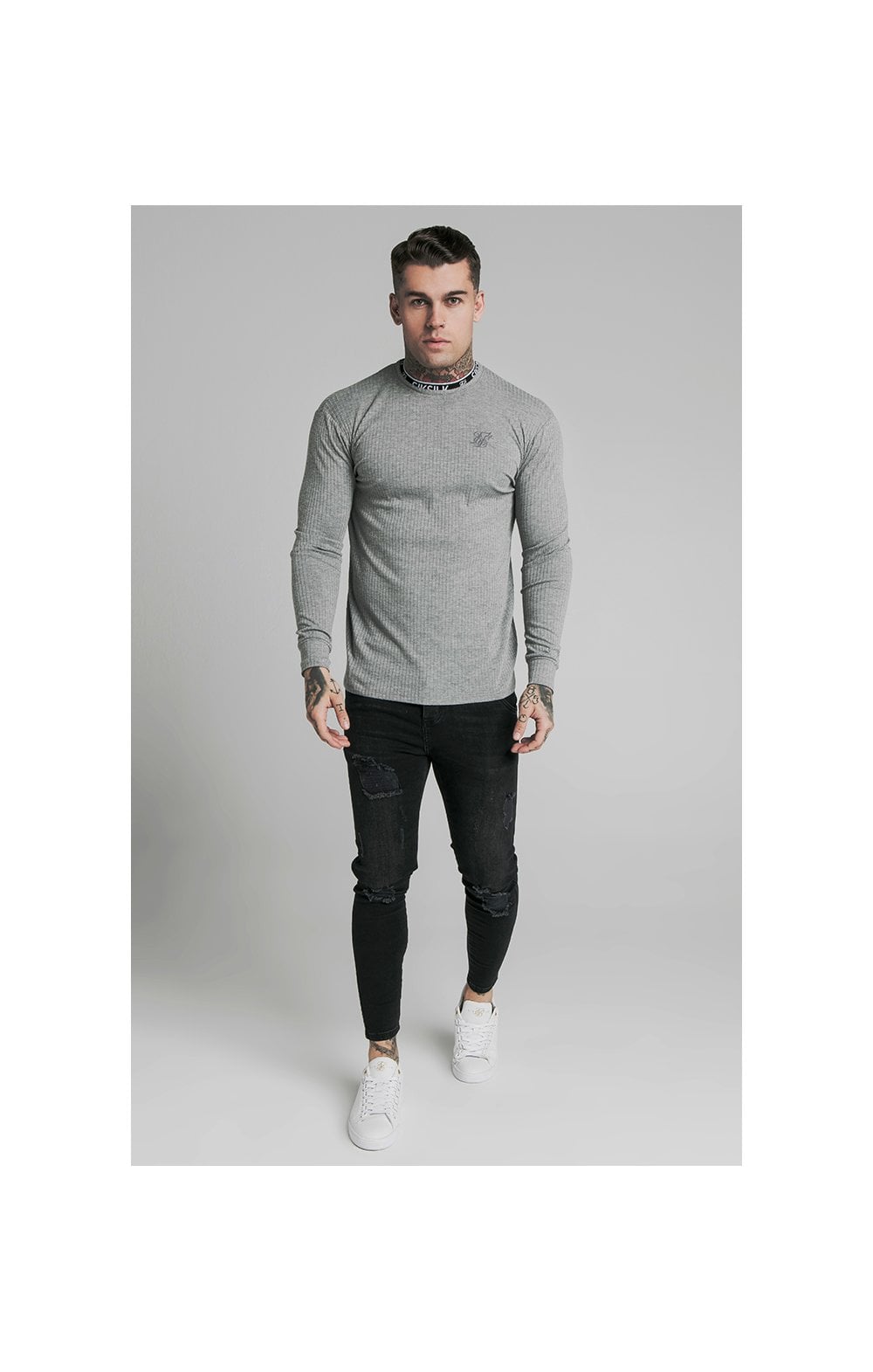 SikSilk L/S Rib Knit Tee - Grey (1)