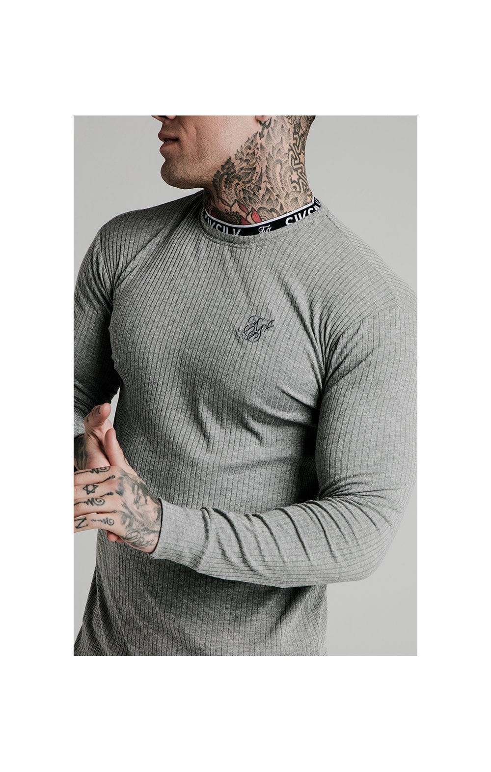 SikSilk L/S Rib Knit Tee - Grey (2)