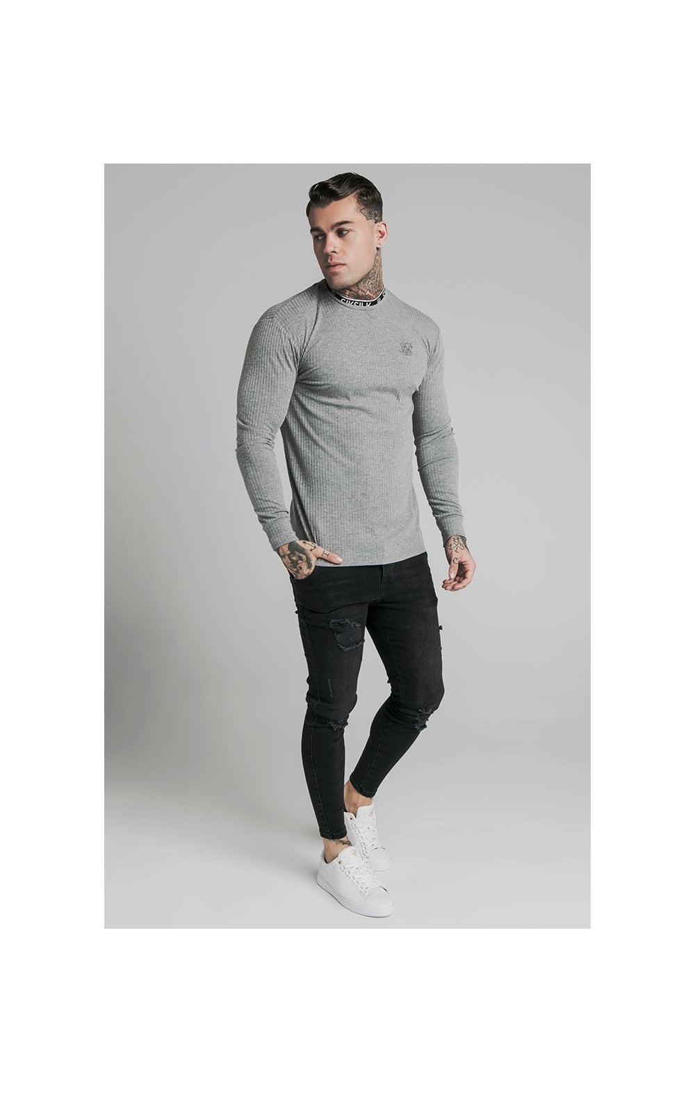 SikSilk L/S Rib Knit Tee - Grey (3)