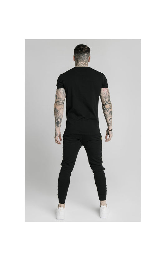 SikSilk Prestige Straight Hem Gym Tee - Black & Gold