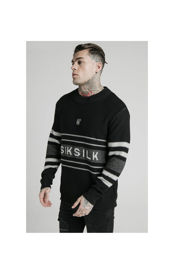 SikSilk L/S Knitted Funnel Sweater - Black