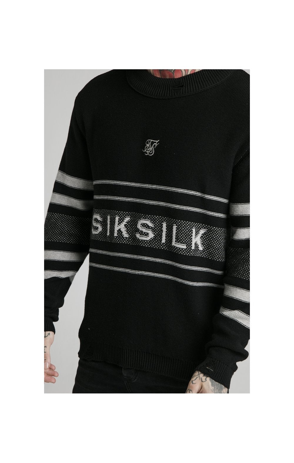 SikSilk L/S Knitted Funnel Sweater - Black (1)