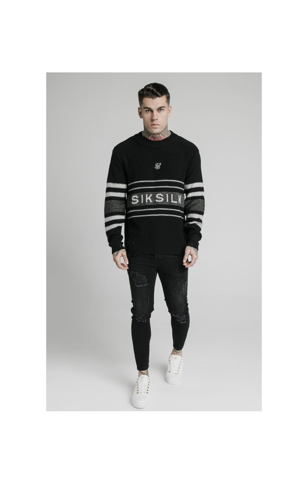 SikSilk L/S Knitted Funnel Sweater - Black (3)